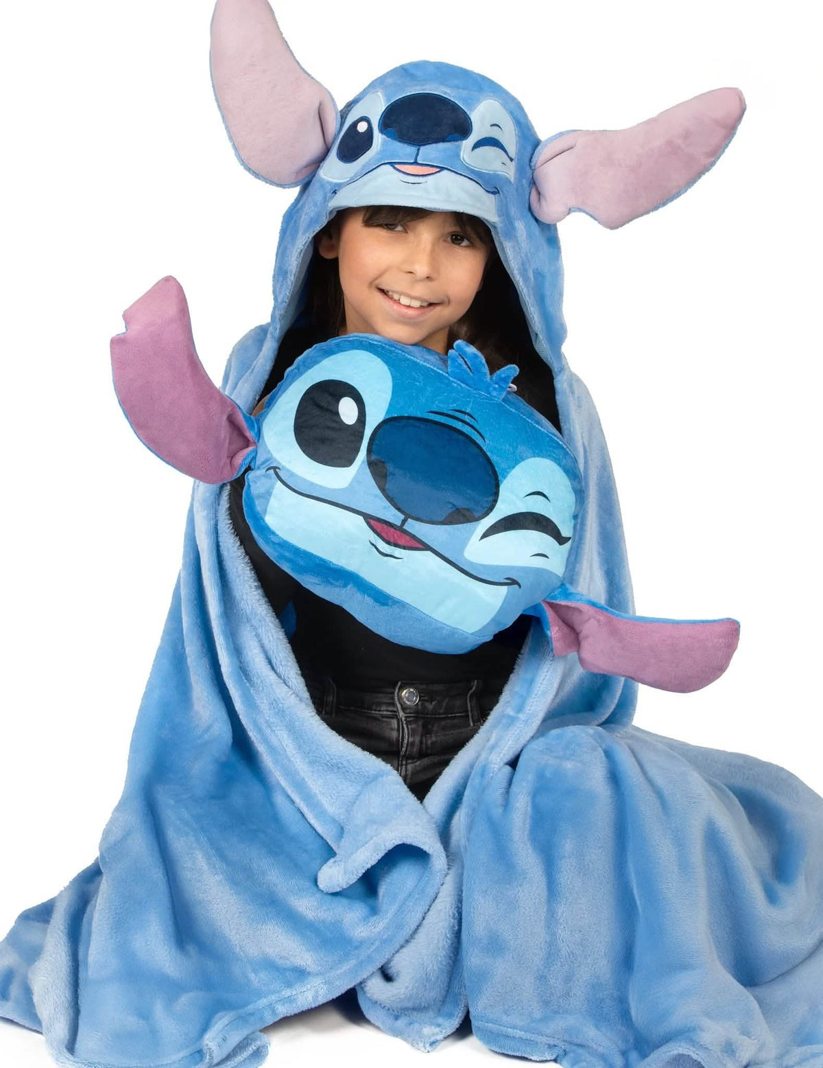 Kostkovaná fleecová sada s polštářkem Stitch™