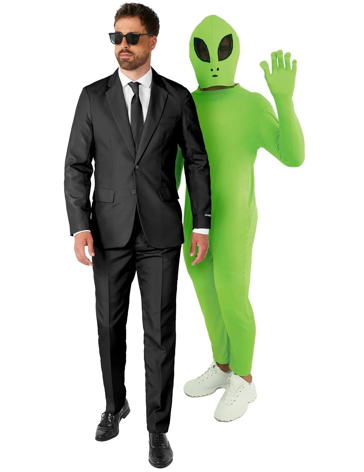 Déguisement de couple homme en noir et extraterrestre adulte