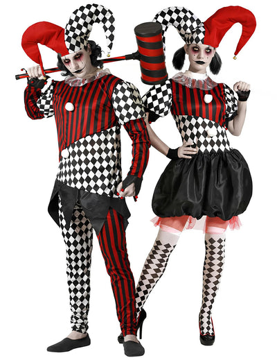 Dvojkostým děsivého harlekýna pro dospělé na Halloween