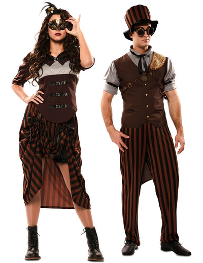 Párový steampunkový kostým pro dospělé, hnědý