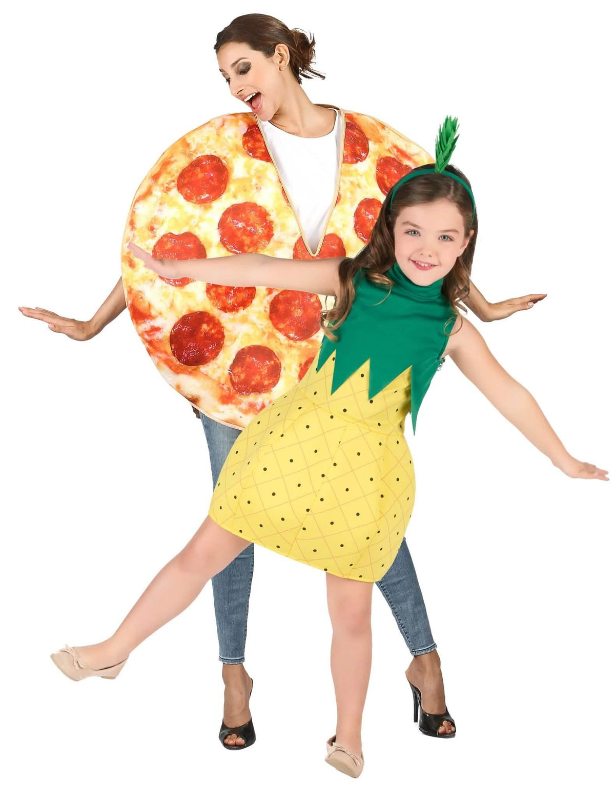 Párový kostým pizza a ananas pro rodiče a dítě