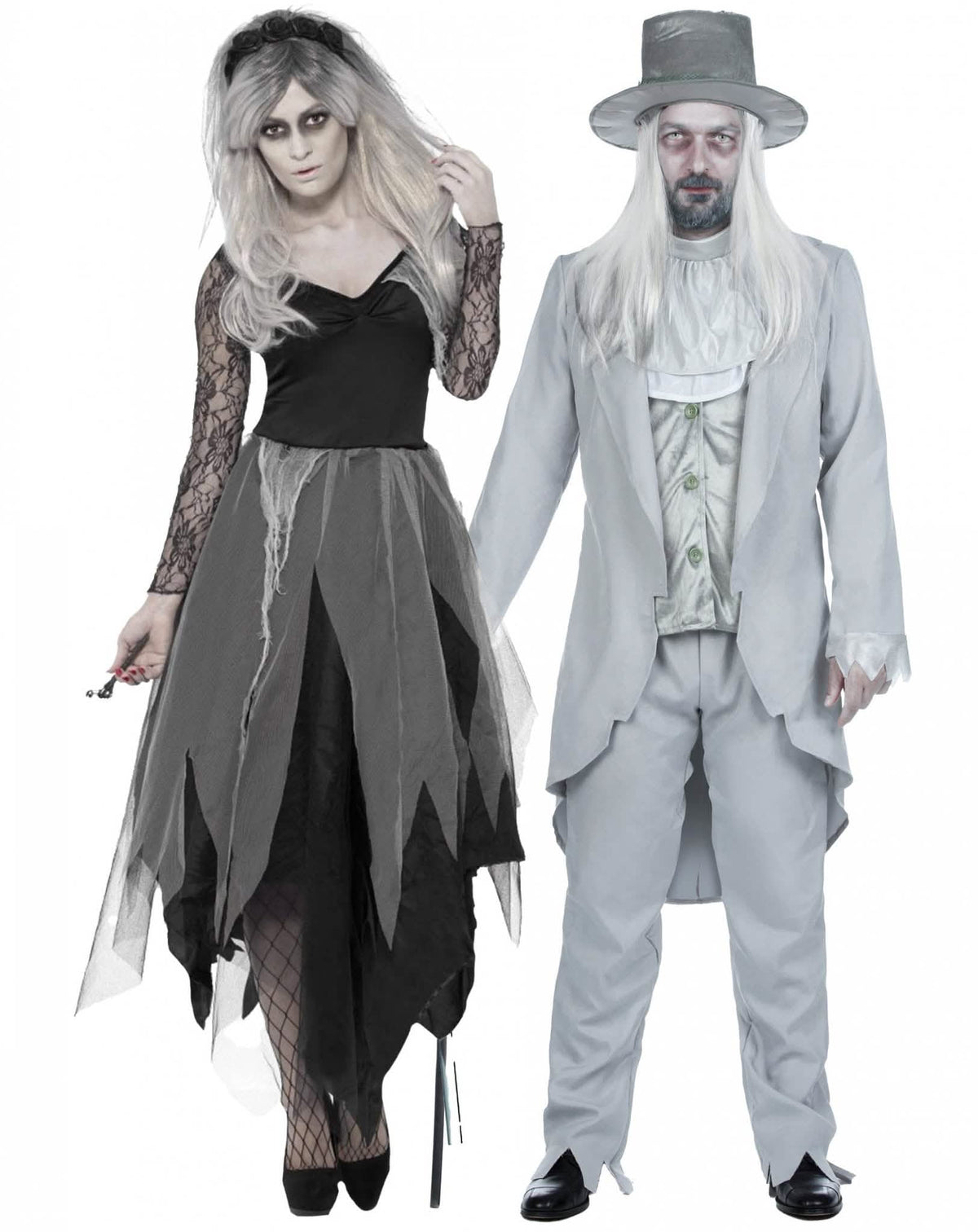 Párový kostým manželů duchů na Halloween pro dospělé