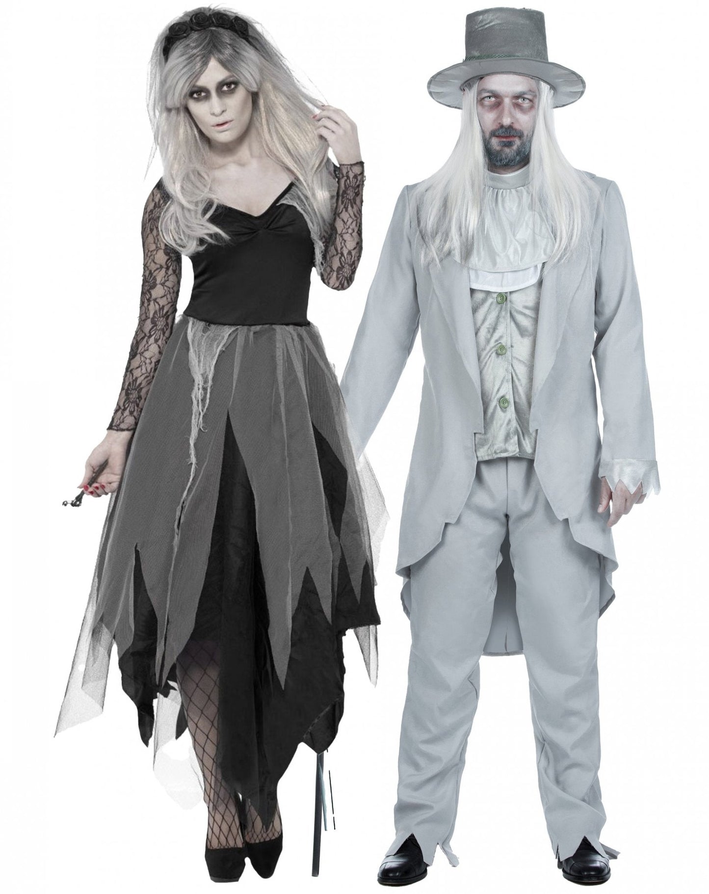 Déguisement de couple mariés fantômes Halloween Adulte