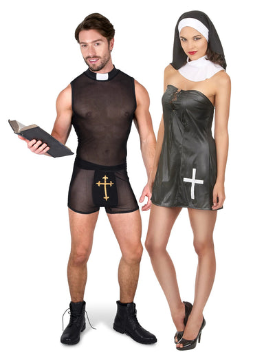 Párový kostým kněz a jeptiška pro dospělé, sexy