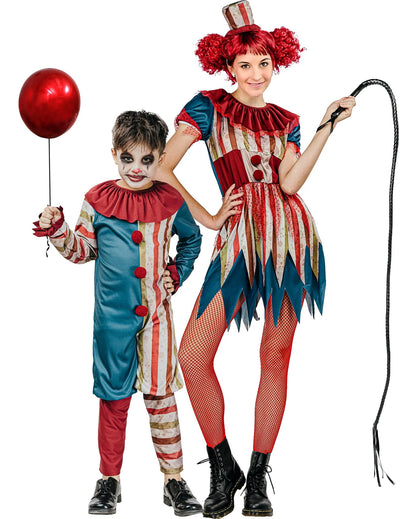 Déguisement de couple clown colorés mère et fils Halloween