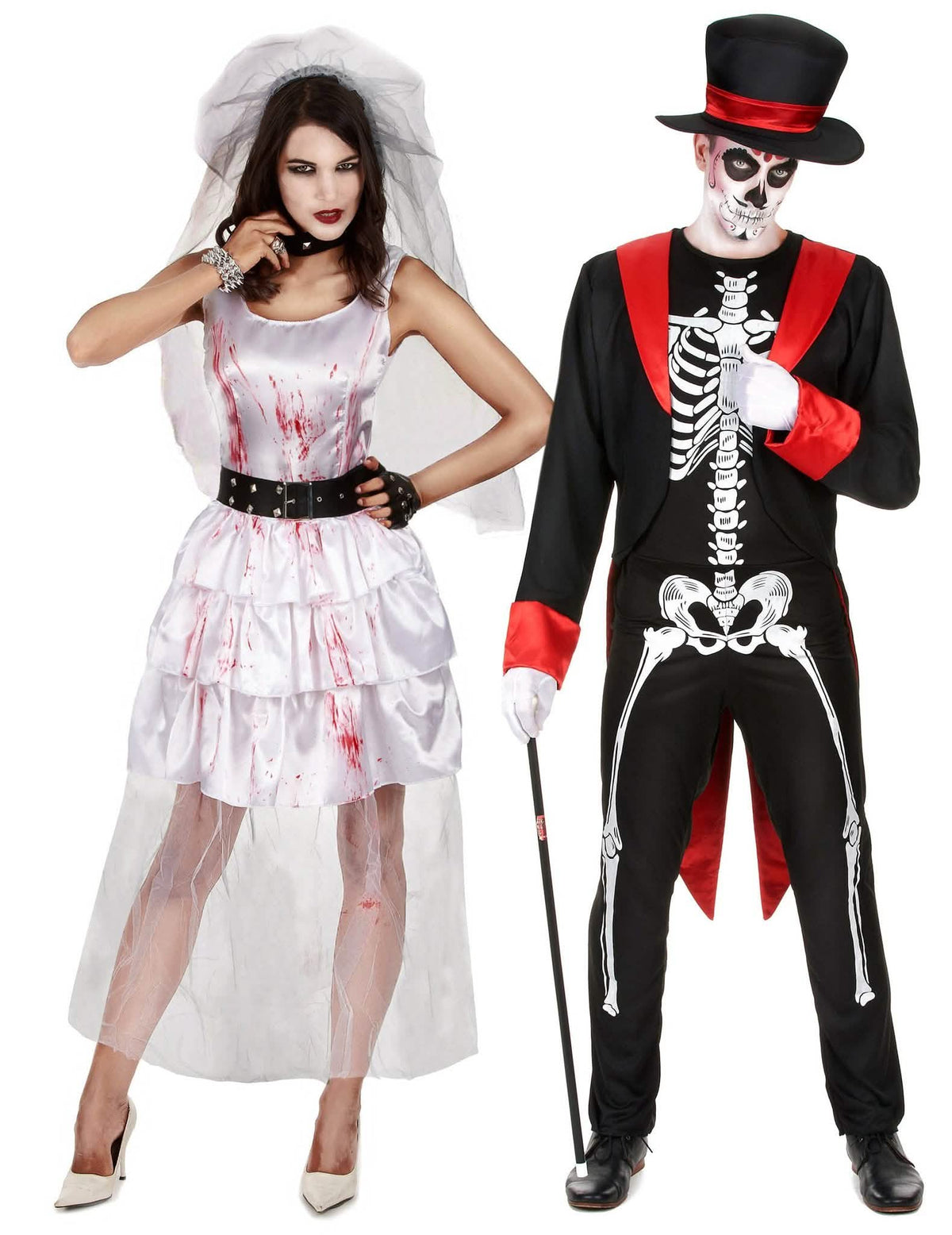 Pár kostýmů gothických novomanželů na Halloween