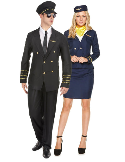 Párový kostým pro dospělé kapitán a námořní hosteska