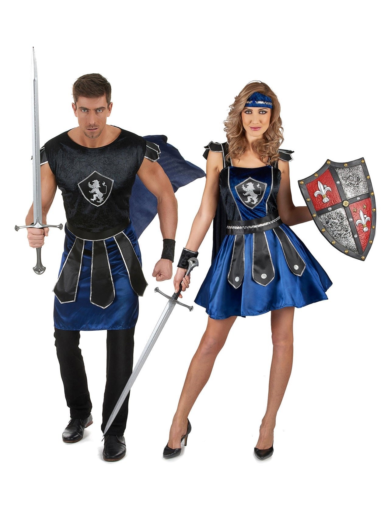 Blaues Ritter-Paar-Kostüm für Erwachsene