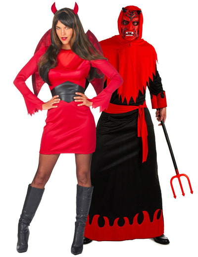 Teuflisches Dämonenpaar-Kostüm für Erwachsene, rot, Halloween