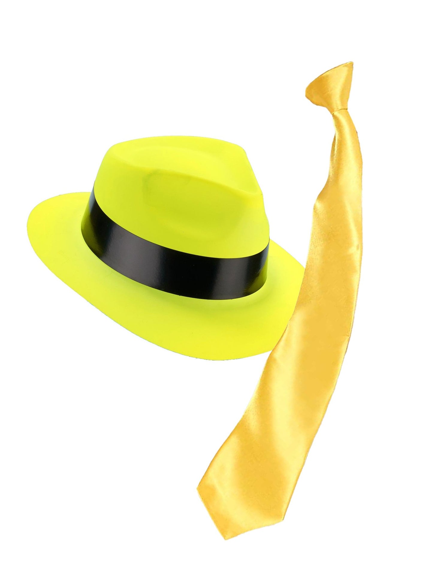 Set aus Hut- und Krawatten-Accessoires, neongelb, für Erwachsene