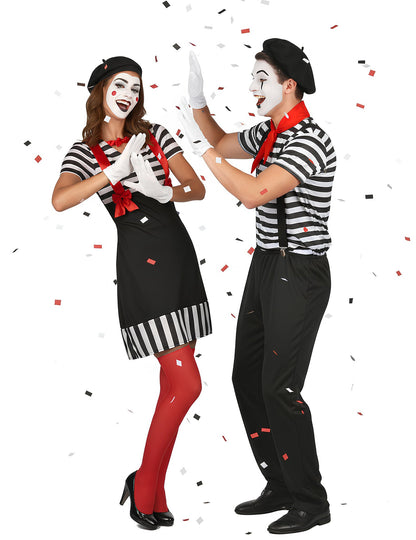 Párový kostým mime v černé a bílé pro dospělé