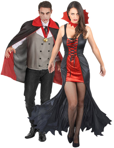 Párový kostým krvavých červených upírů na Halloween pro dospělé