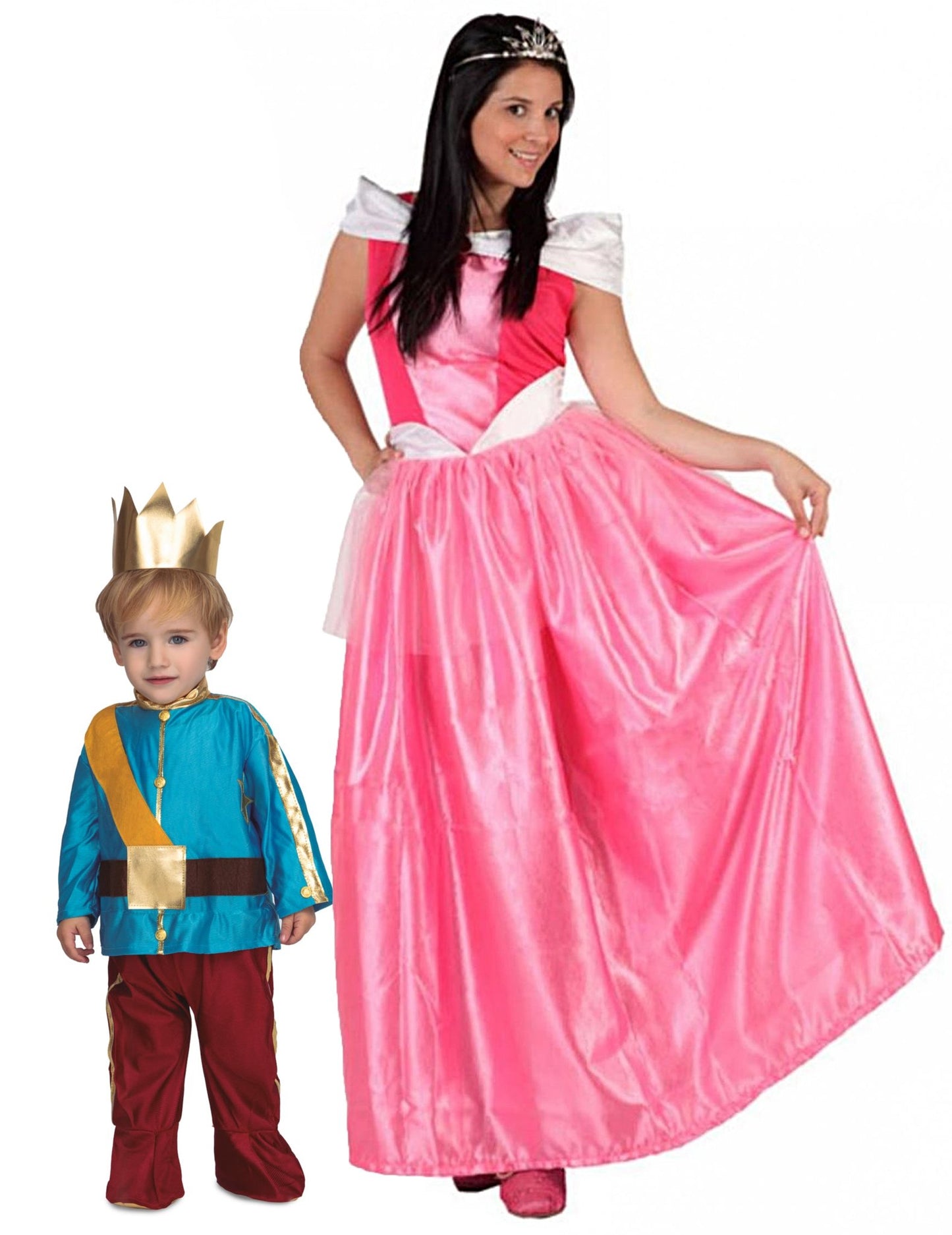 Párový kostým princezny a jejího prince, matka a syn