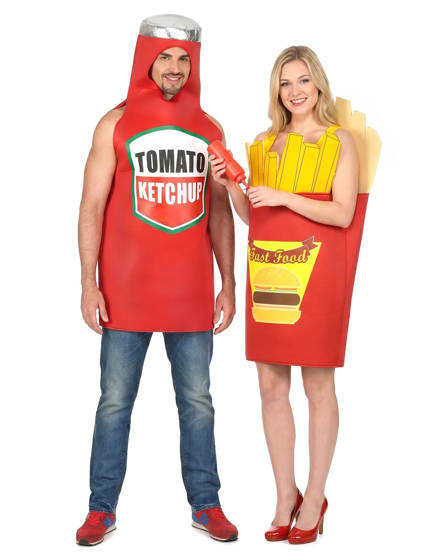 Déguisement de couple frites et ketchup adulte