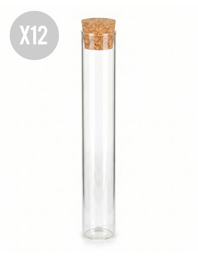 12 skleněných zkumavek 15 cm
