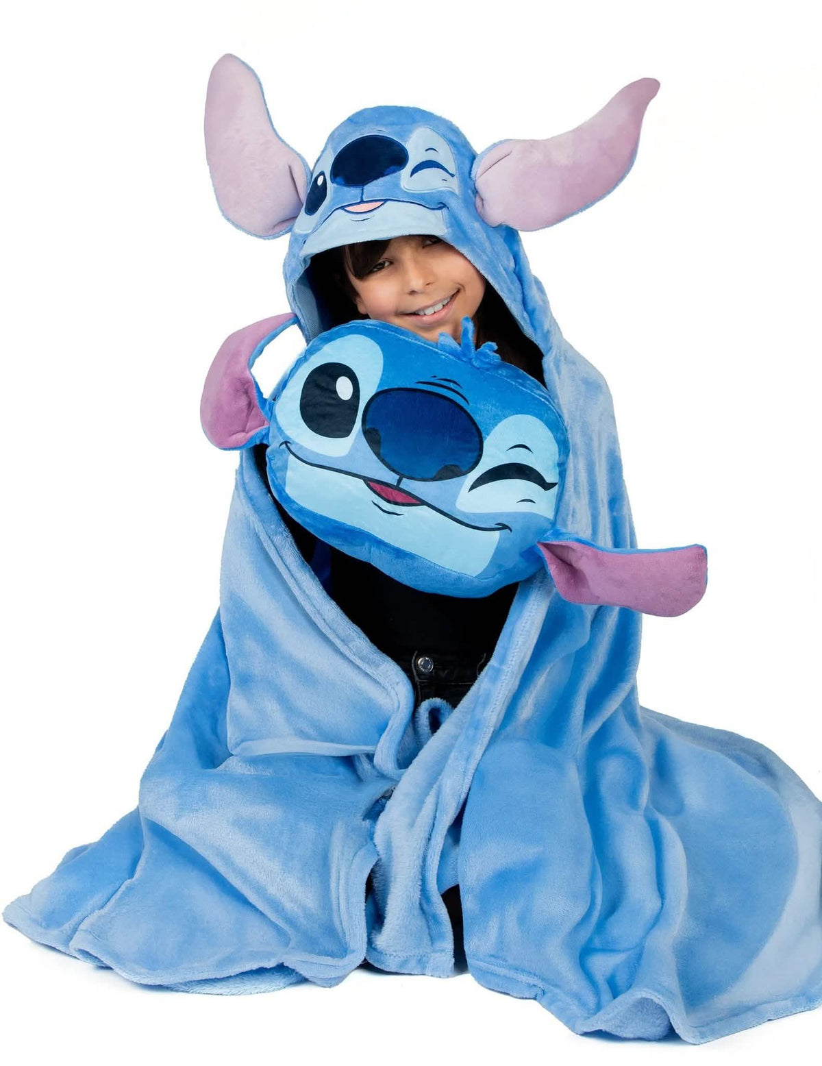 Kostkovaná fleecová sada s polštářkem Stitch™