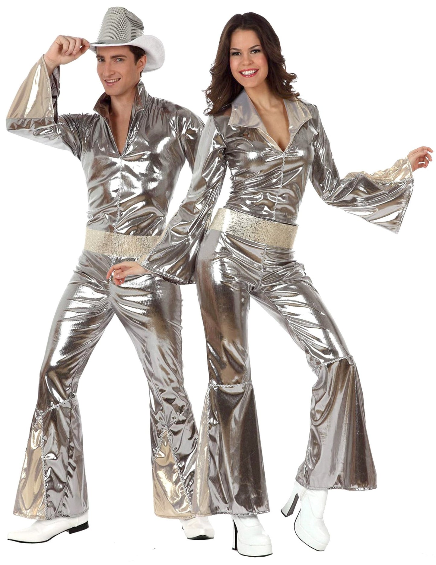 Párový disco kostým stříbrný pro dospělé