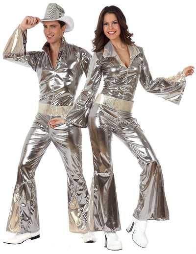 Párový disco kostým stříbrný pro dospělé