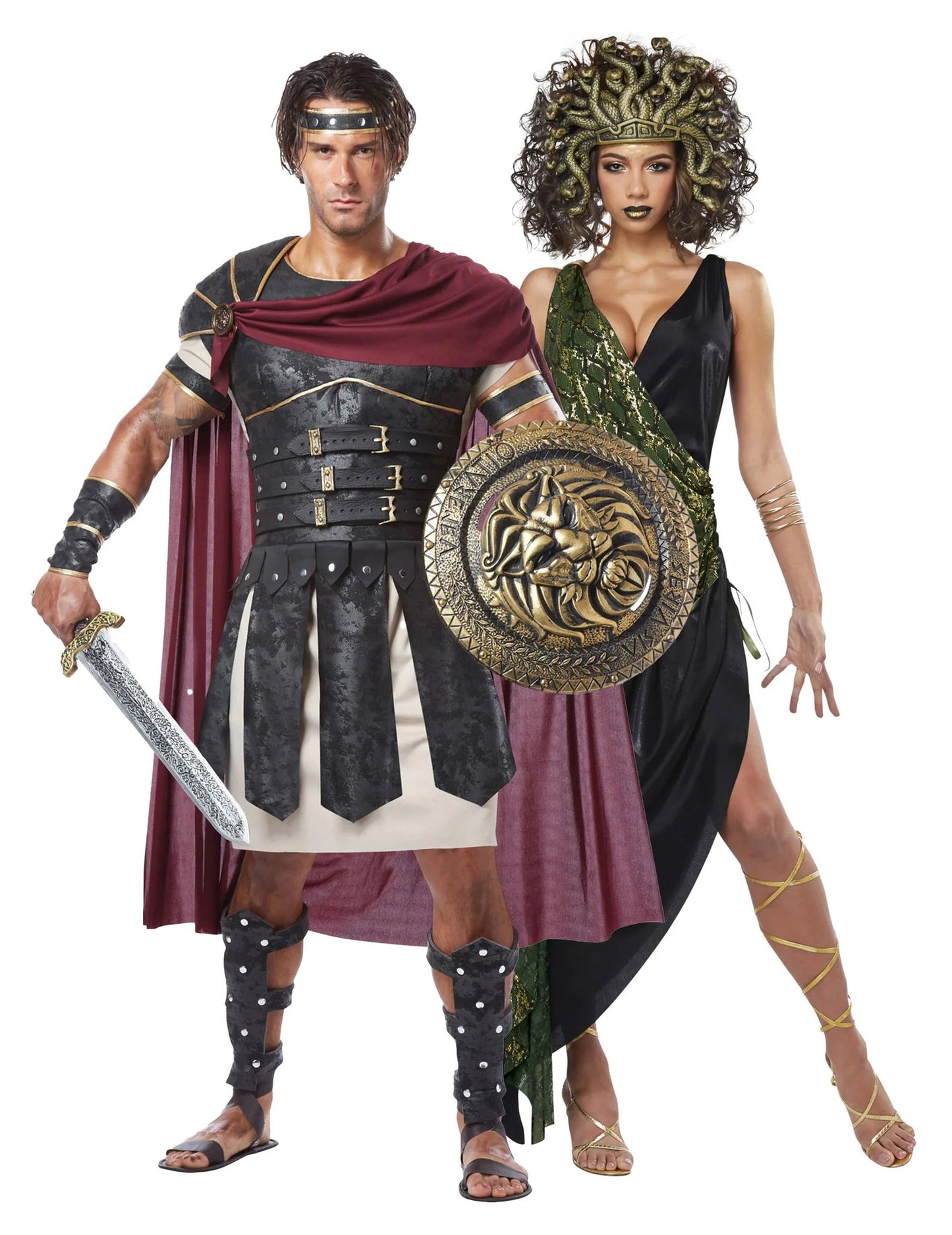 Erwachsenenkostüm-Paar Gladiator und Medusa