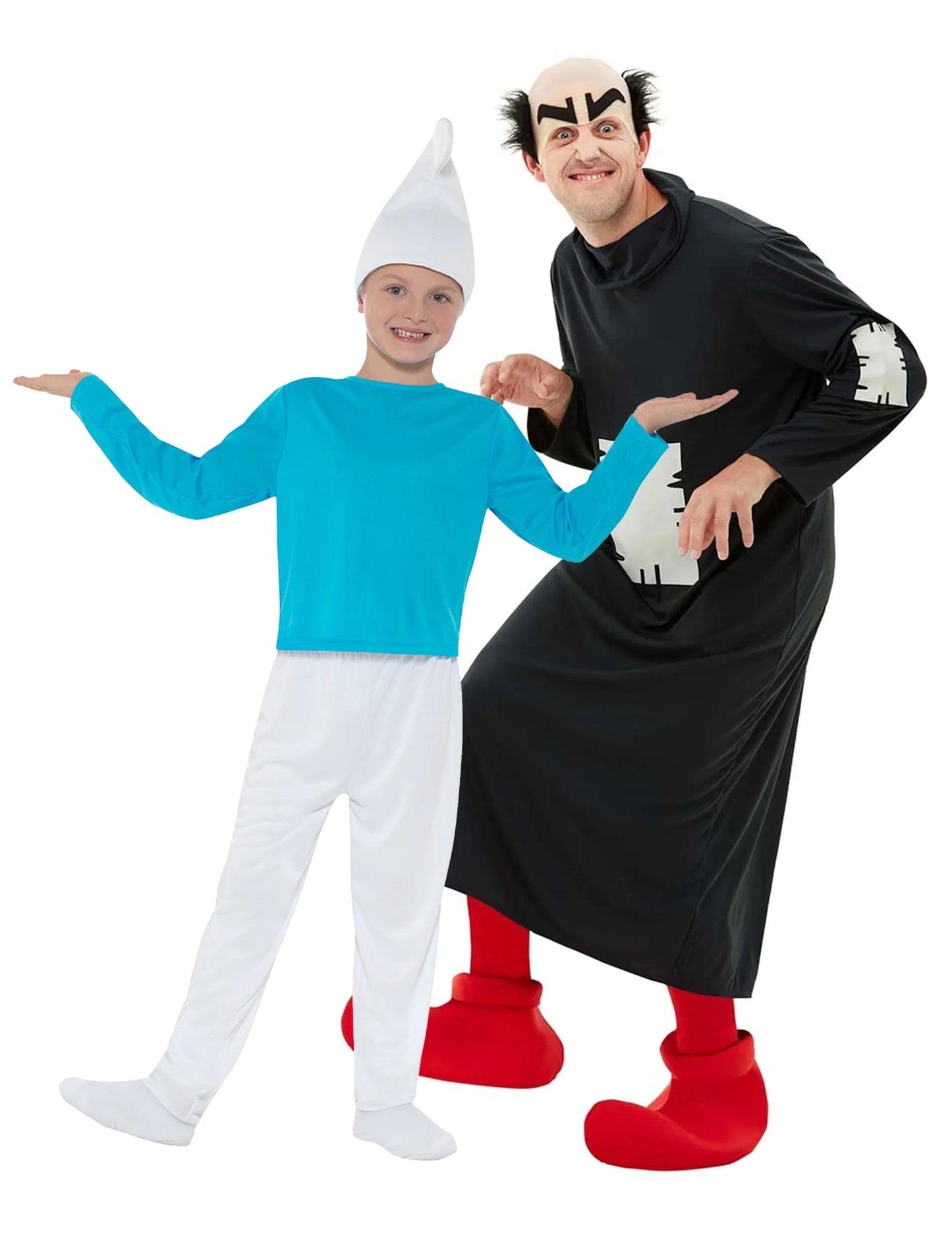 Schlumpf™- und Gargamel™-Partnerkostüm für Eltern und Kind