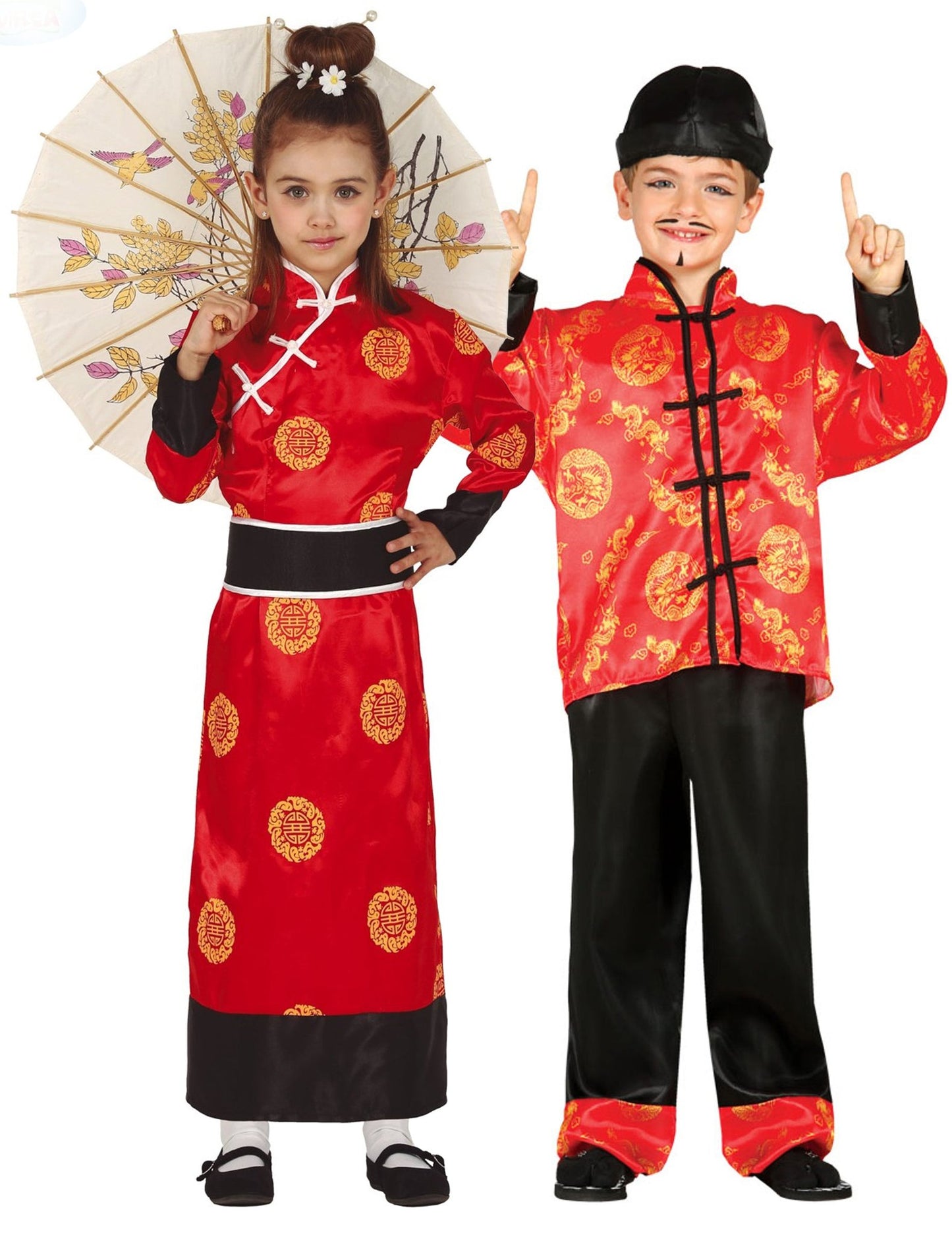 Rotes chinesisches Kinder-Paar-Kostüm