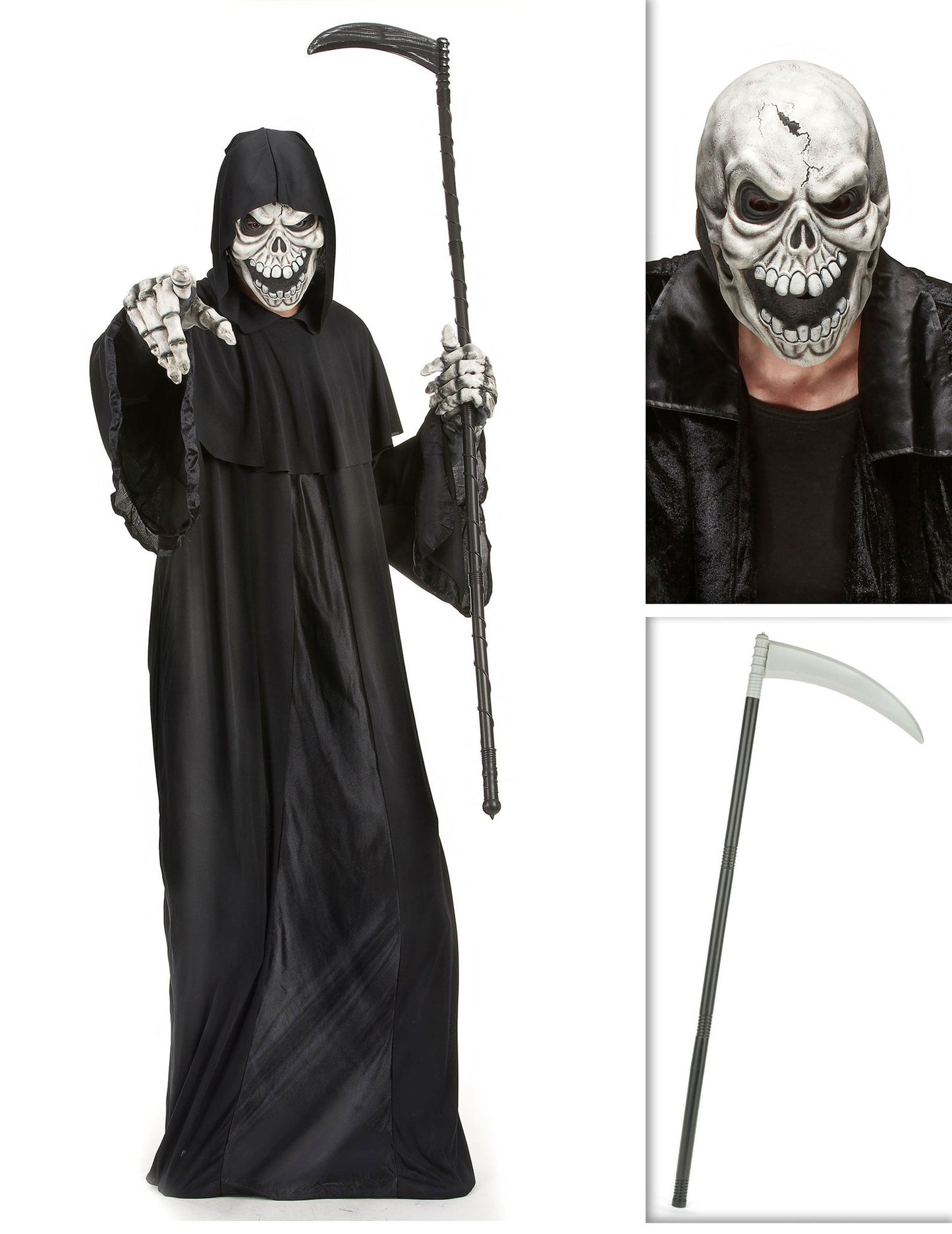 Sada kostýmu Smrťáka s kosou a halloweenskou maskou