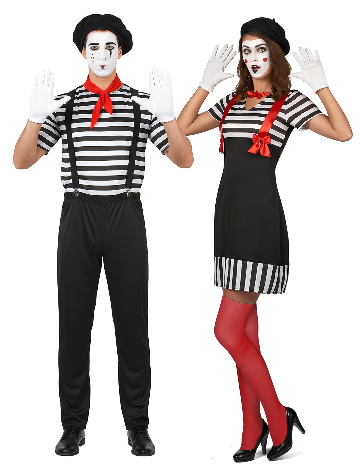 Párový kostým mime v černé a bílé pro dospělé