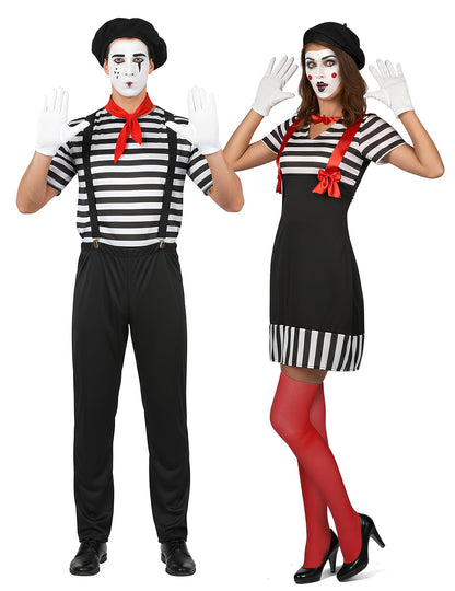 Párový kostým mime v černé a bílé pro dospělé