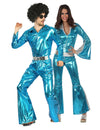 Lesklý modrý disco pár kostým pro dospělé