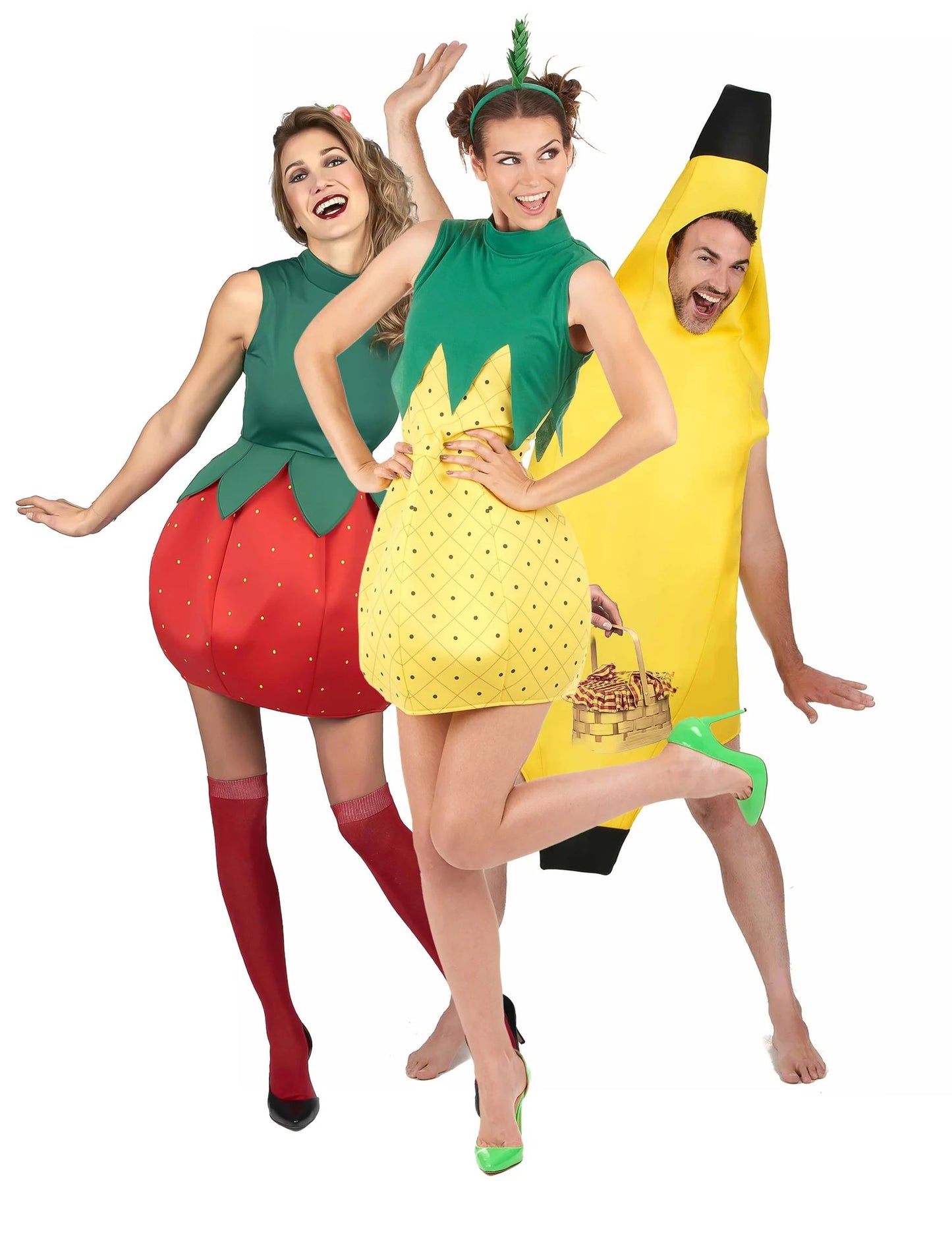 Lustiges Bananen-Gruppenkostüm für Erwachsene mit Früchten