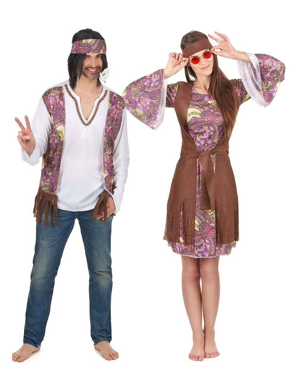 Dvojkostým hippie pár fialový pro dospělé