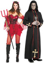 Párový kostým sexy ďáblice a démonického mnicha na Halloween pro dospělé