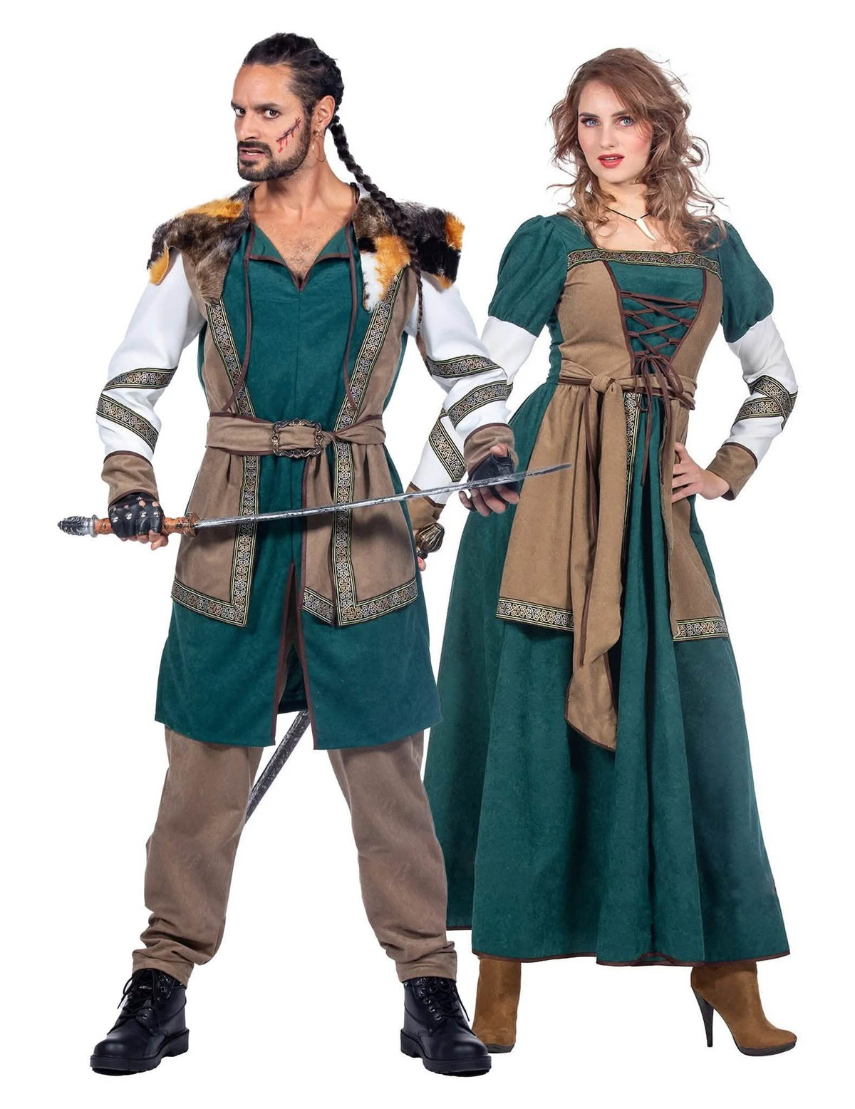 Pár kostýmů vikingských válečníků pro dospělé