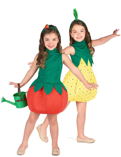 Párový kostým ovoce – jahoda a ananas pro dívky
