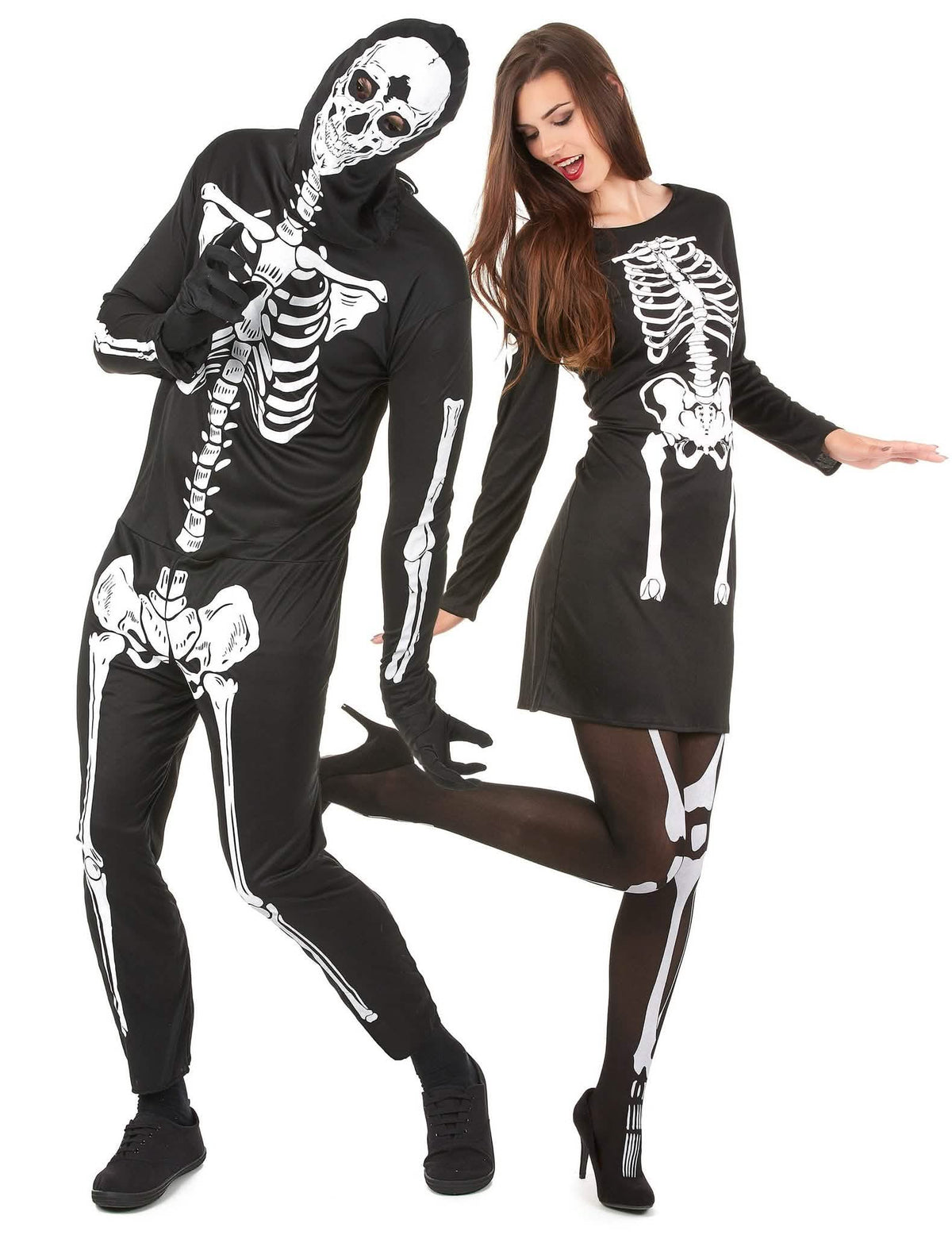 Párový kostým kostlivců na Halloween pro dospělé