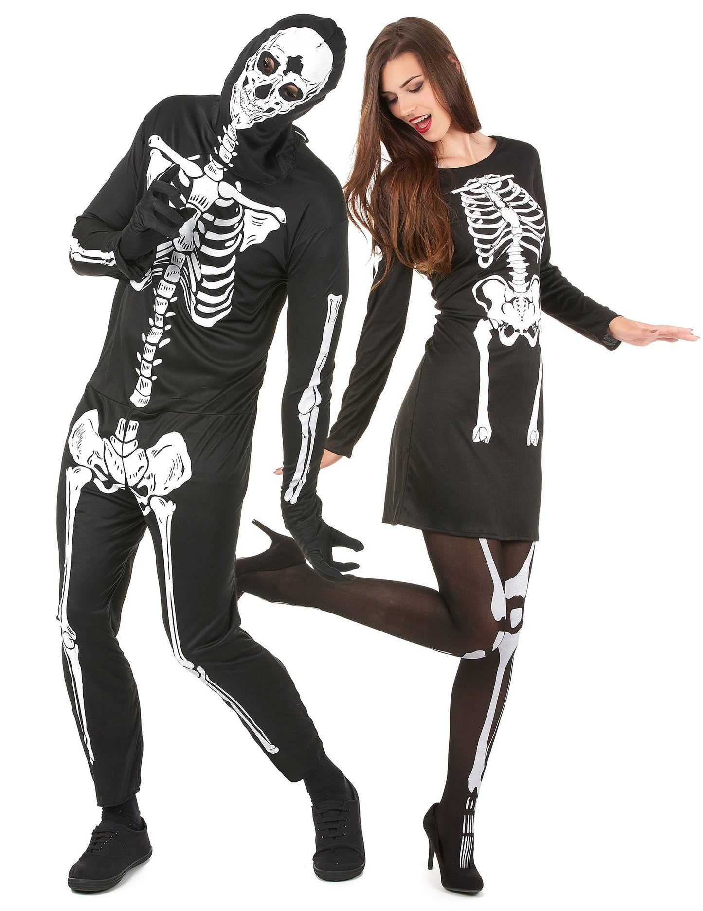 Párový kostým kostlivců na Halloween pro dospělé