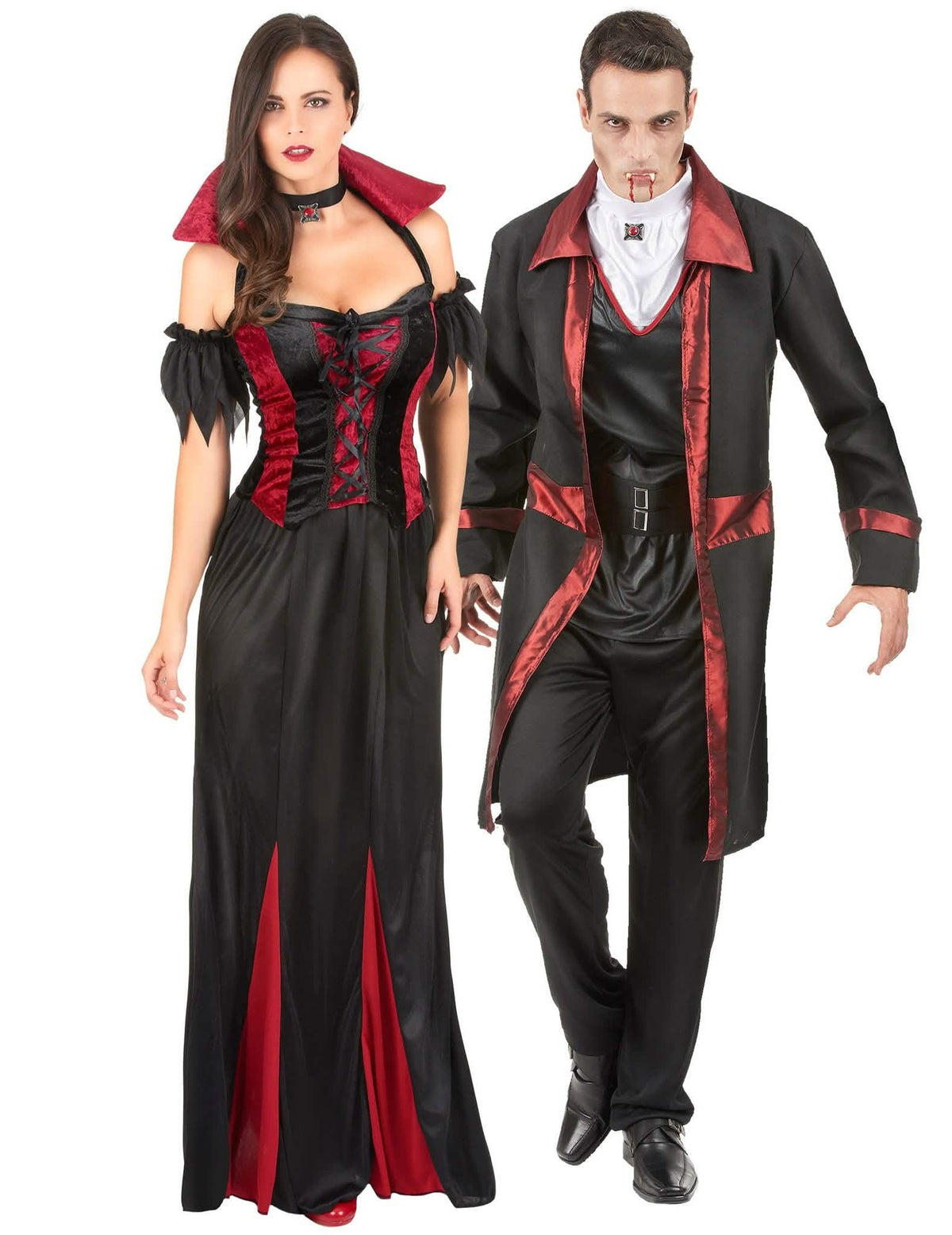 Elegantní párový upíří kostým na Halloween pro dospělé