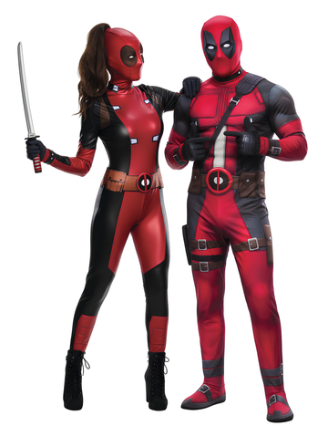 Déguisement de couple Deadpool et Lady Deadpool pour adulte rouge et noir