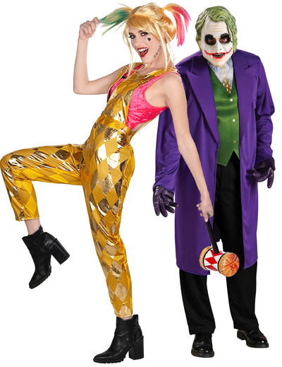 Harley Quinn Birds of Prey™ und Joker The Dark Knight™ Paar-Faschingskostüm für Erwachsene zu Halloween