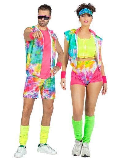 Párový aerobní kostým tie-dye pro dospělé