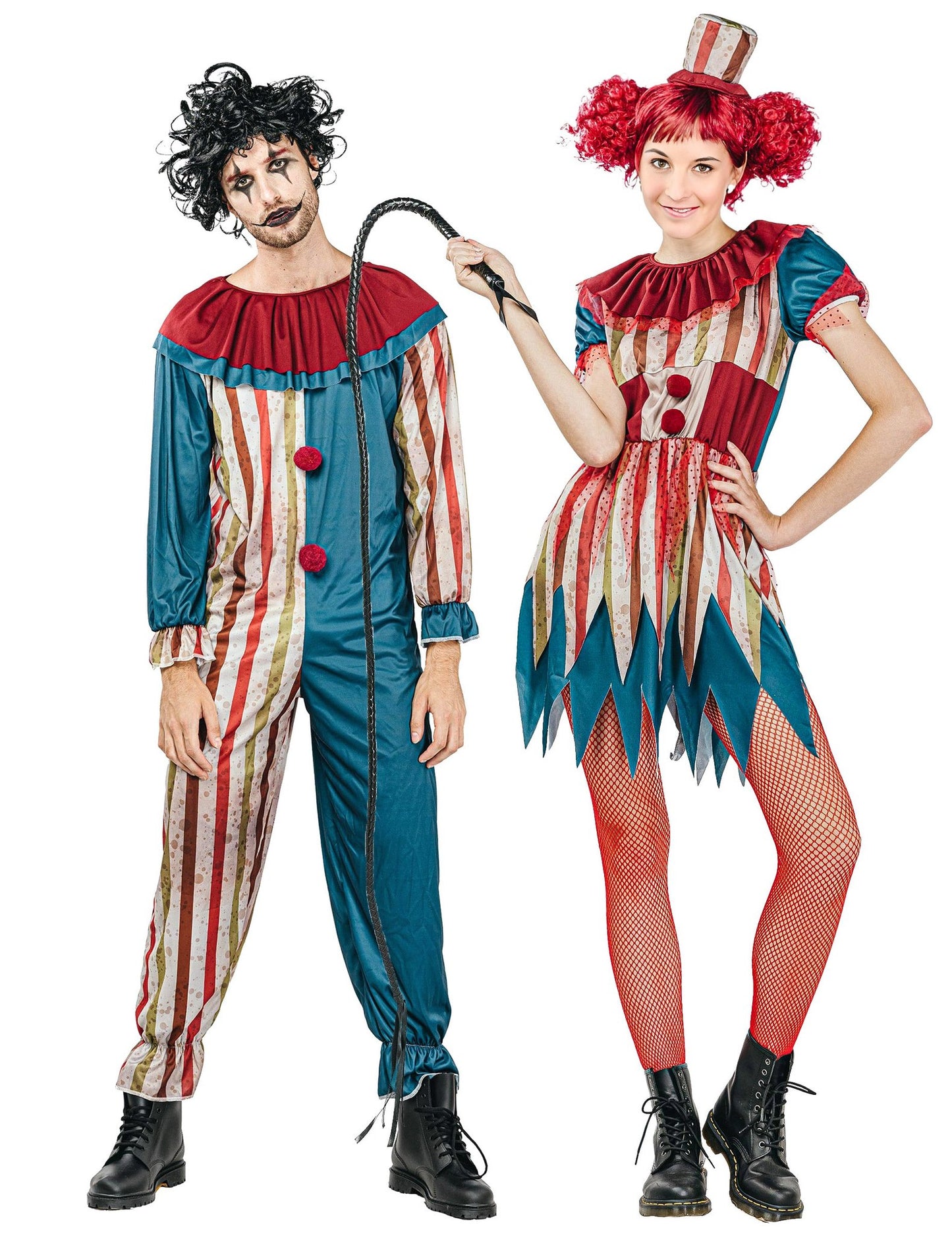 Párový kostým barevných klaunů na Halloween