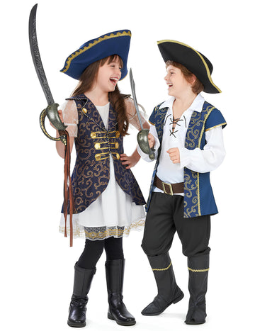 Dětský kostým pirátského kapitána s dětskými motivy