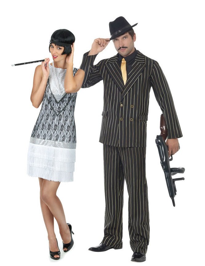 Párty kostým pro pár ve stylu chic gangsterského charlestonu pro dospělé