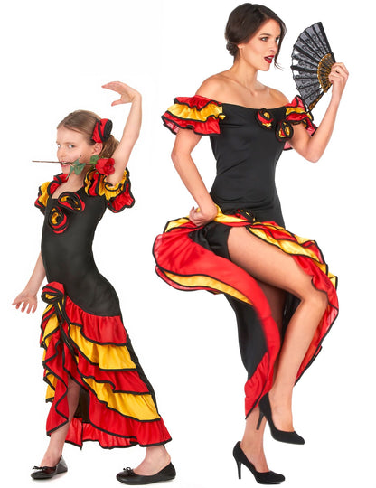 Paar-Faschingskostüm Flamenco-Tänzerin Mutter und Tochter