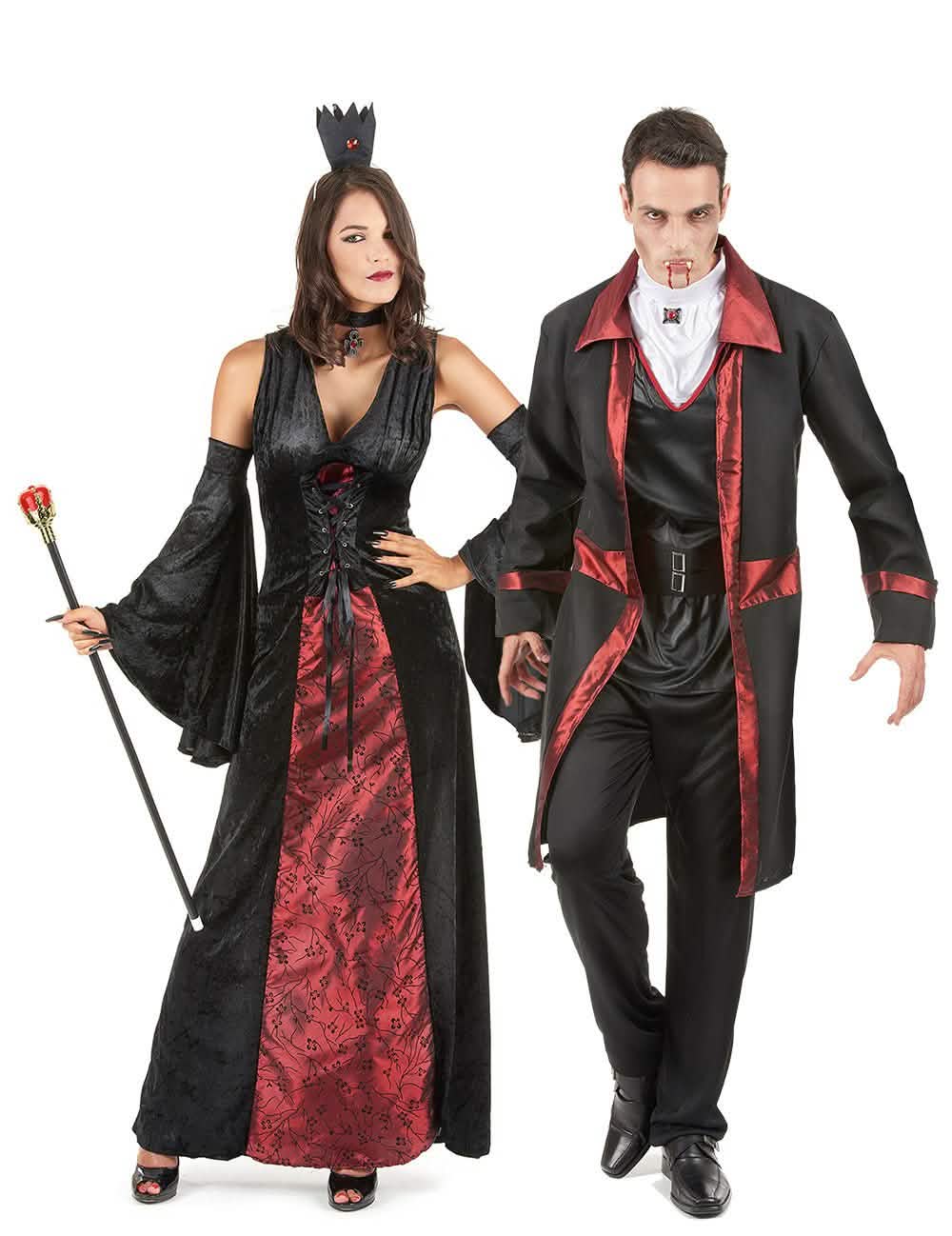 Párový kostým rudý a černý upír Halloween
