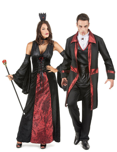 Párový kostým rudý a černý upír Halloween