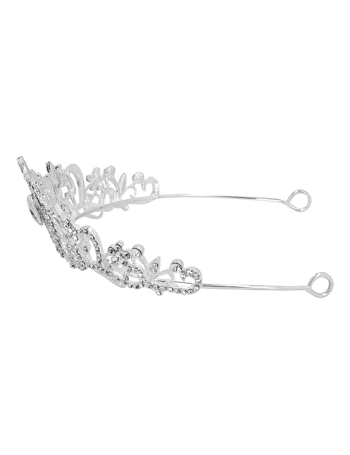 Vue de profil de la tiare princesse métallique à strass