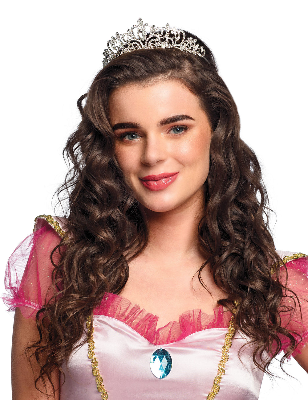 Tiare princesse métallique à strass pour femme argentée