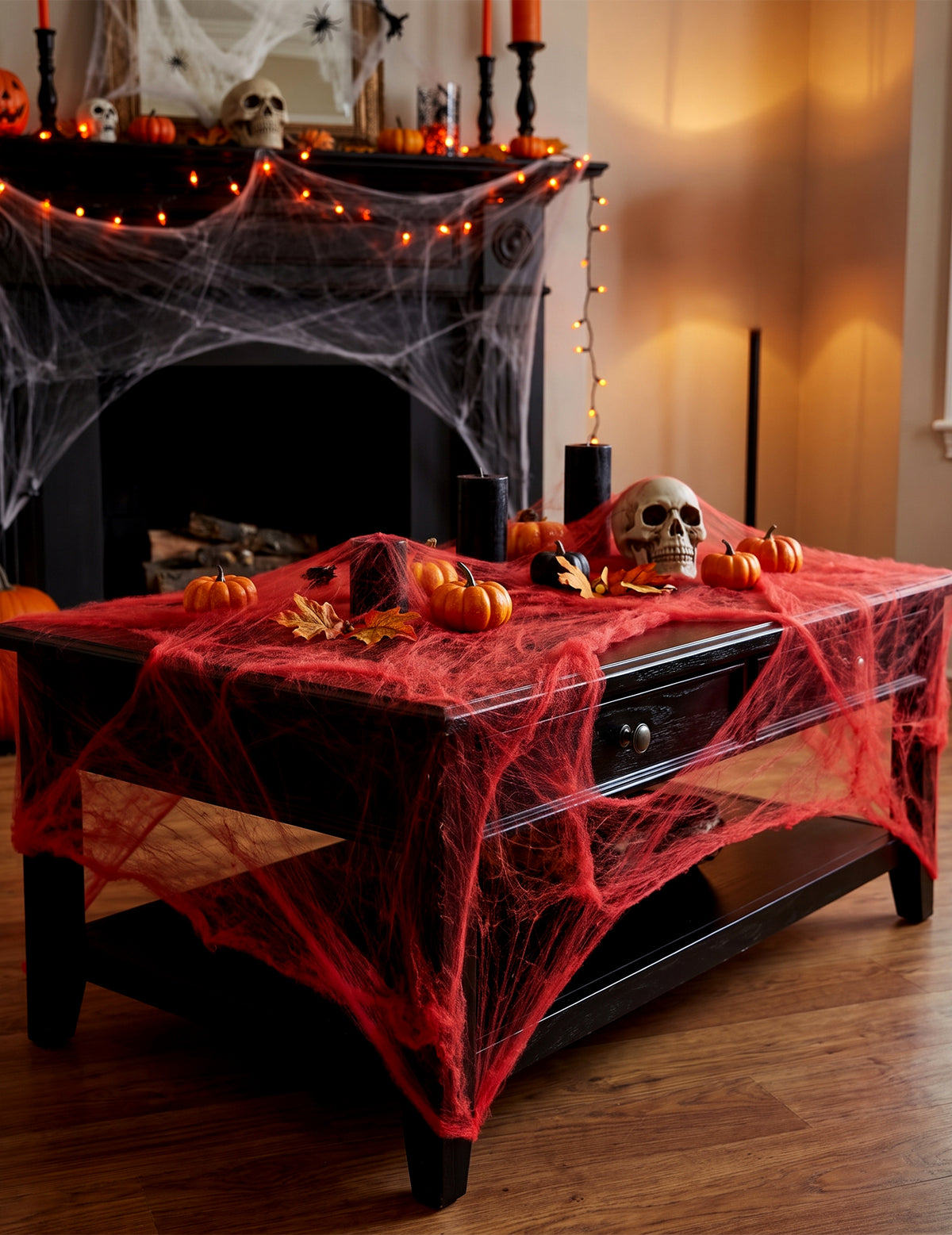 Červená pavučina s pavouky 20 g Halloween