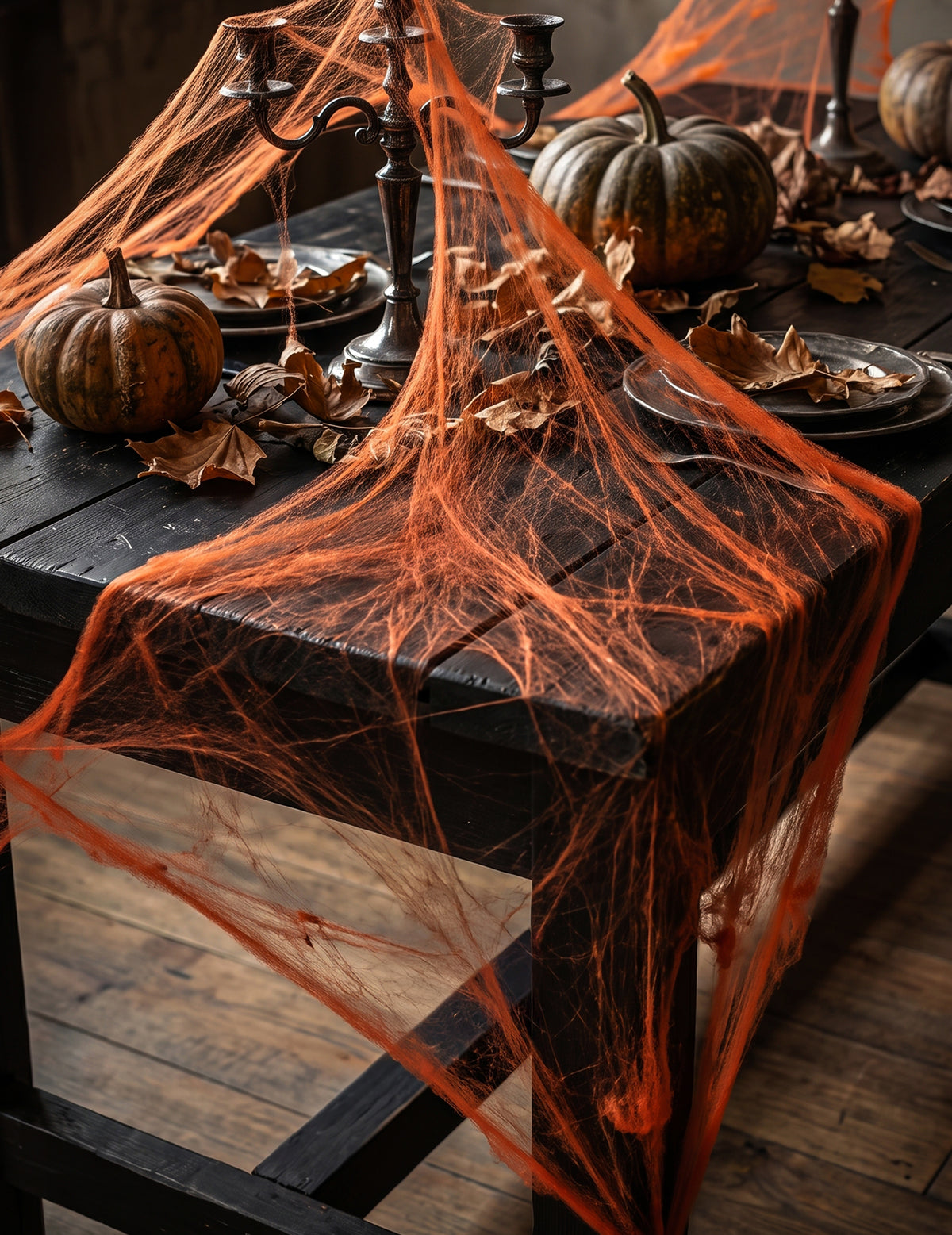 Oranžová pavučina s pavouky 20 g Halloween